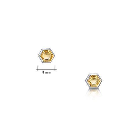 Honeycomb Sterling Silver Stud Earrings with Citrine by Sheila Fleet Jewellery