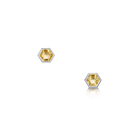 Honeycomb Sterling Silver Stud Earrings with Citrine by Sheila Fleet Jewellery