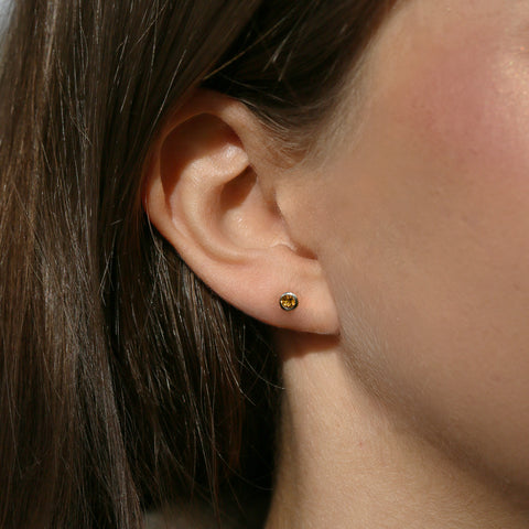 Small Citrine Solitaire Stud Earrings in Sterling Silver by Sheila Fleet Jewellery