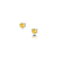 Small Citrine Solitaire Stud Earrings in Sterling Silver by Sheila Fleet Jewellery