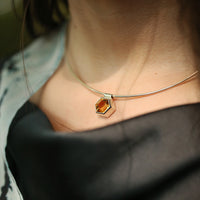 Honeycomb Sterling Silver Necklace with Citrine by Sheila Fleet Jewellery