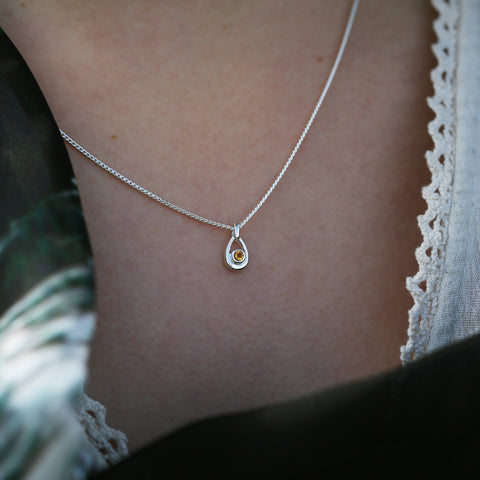 Arctic Stream Citrine Petite Droplet Pendant by Sheila Fleet Jewellery