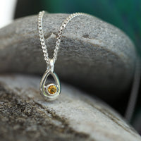 Arctic Stream Citrine Petite Droplet Pendant by Sheila Fleet Jewellery