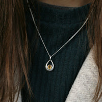 Citrine Birthstone Droplet Pendant in Sterling Silver by Sheila Fleet Jewellery