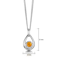 Citrine Birthstone Droplet Pendant in Sterling Silver by Sheila Fleet Jewellery