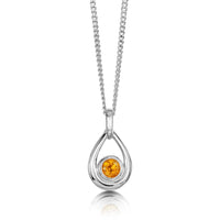 Citrine Birthstone Droplet Pendant in Sterling Silver by Sheila Fleet Jewellery