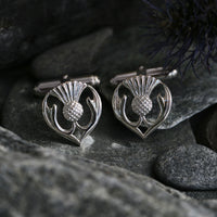 Thistle Cufflinks in Sterling Silver by Sheila Fleet Jewellery