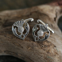 Thistle Cufflinks in Sterling Silver by Sheila Fleet Jewellery