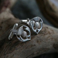 Thistle Cufflinks in Sterling Silver by Sheila Fleet Jewellery