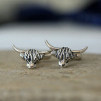 Highland Cow Cufflinks in Sterling Silver by Sheila Fleet Jewellery