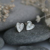 Secret Hearts Cubic Zirconia Stud Earrings in Crystal Enamel by Sheila Fleet Jewellery