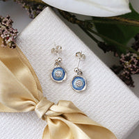 Lunar Cubic Zirconia Petite Drop Earrings in Lunar Blue Enamel by Sheila Fleet Jewellery