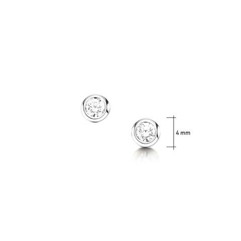 Small Cubic Zirconia Solitaire Stud Earrings in Sterling Silver by Sheila Fleet Jewellery