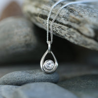 Arctic Stream Cubic Zirconia Droplet Pendant by Sheila Fleet Jewellery