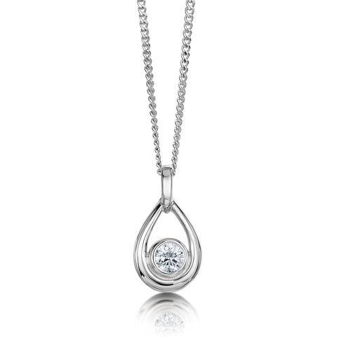 Arctic Stream Cubic Zirconia Droplet Pendant by Sheila Fleet Jewellery