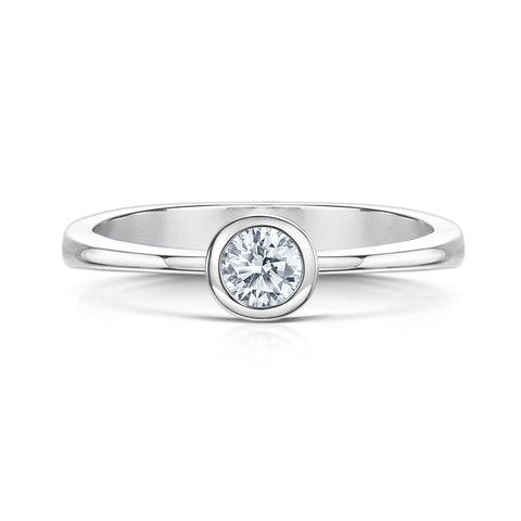 Contemporary 4mm CZ Solitaire Ring in Sterling Silver by Sheila Fleet Jewellery