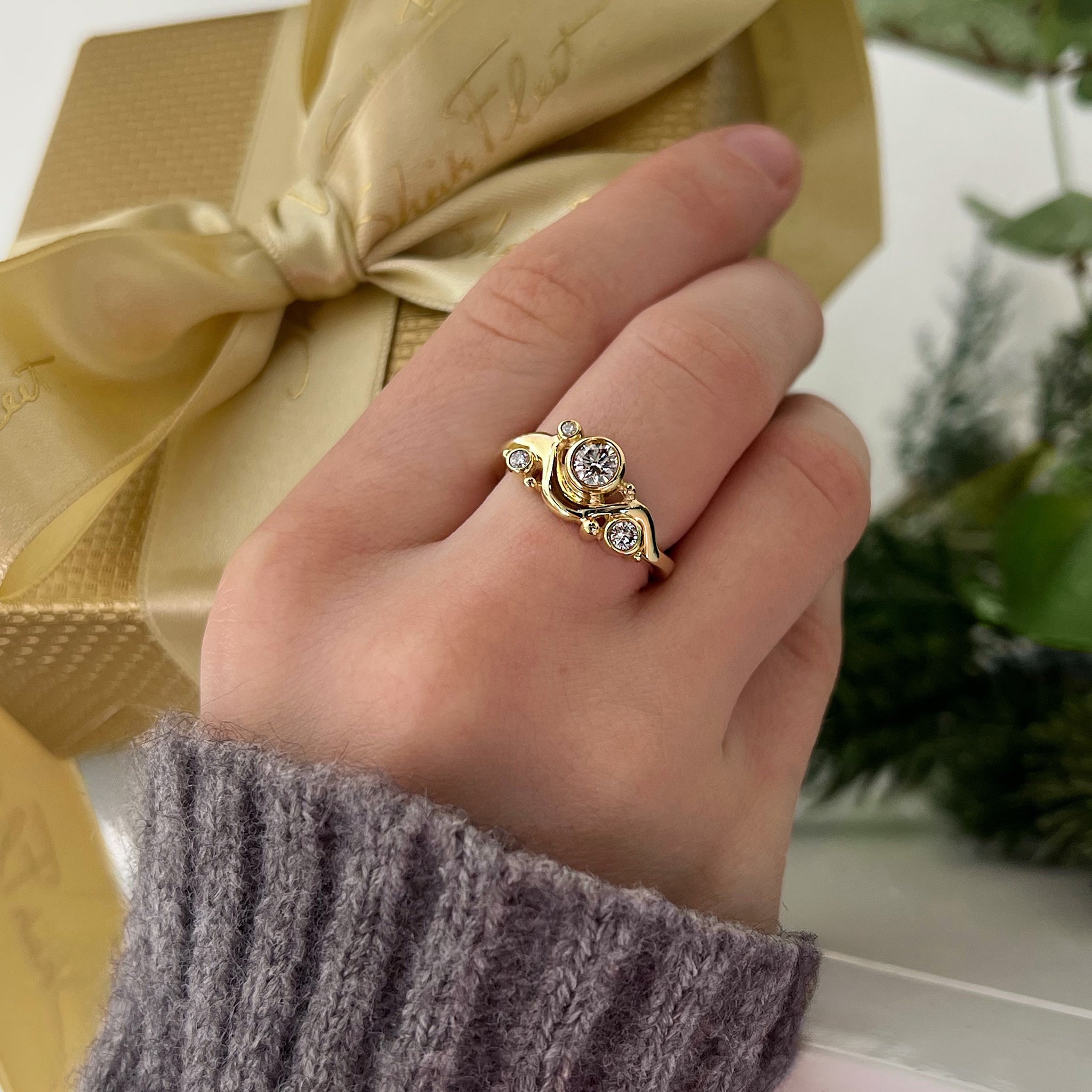 Yellow gold engagement on sale rings on hand