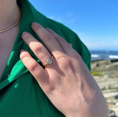 Contemporary 0.4ct Solitaire Diamond Ring in 9ct Yellow Gold by Sheila Fleet Jewellery