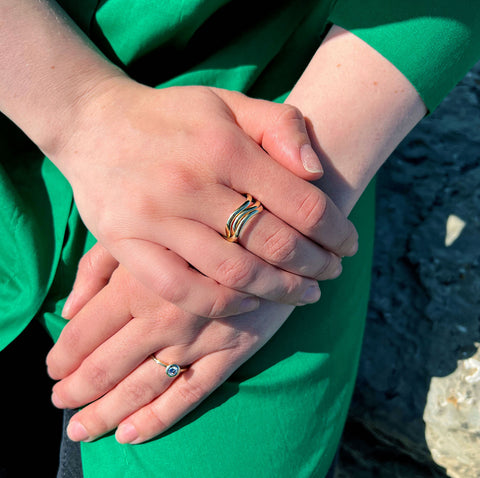 Tidal Ring in 9ct Yellow Gold by Sheila Fleet Jewellery