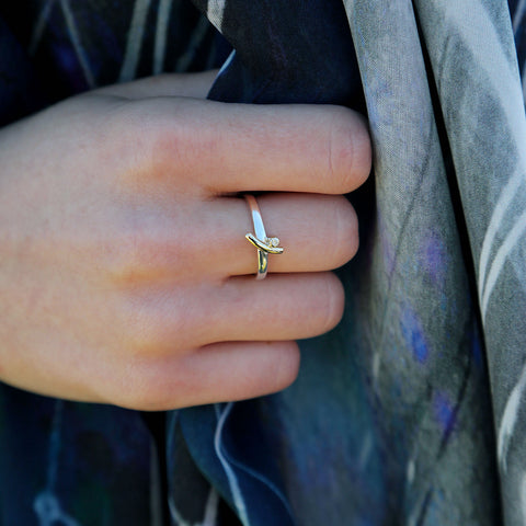 Kiss Diamond Ring in Silver & 9ct Yellow Gold