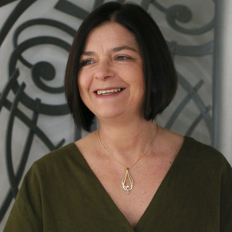 Reef Knot Diamond Dress Pendant in 18ct White & Yellow Scottish Gold by Sheila Fleet Jewellery