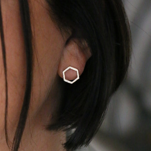 Honeycomb Petite Stud Earrings in Sterling Silver by Sheila Fleet Jewellery