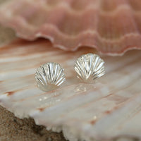 Scallop Plain Silver Petite Stud Earrings by Sheila Fleet Jewellery