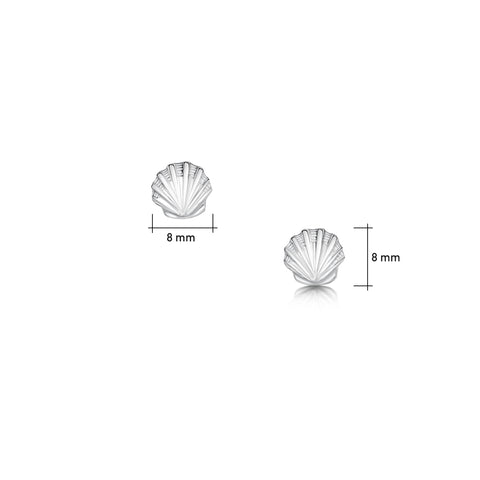 Scallop Plain Silver Petite Stud Earrings by Sheila Fleet Jewellery