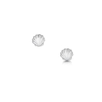 Scallop Plain Silver Petite Stud Earrings by Sheila Fleet Jewellery
