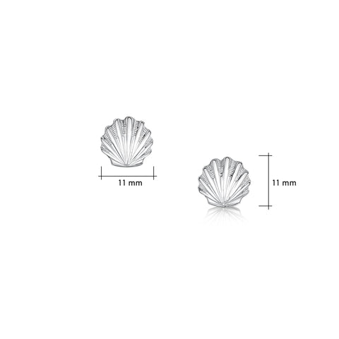 Scallop Plain Silver Stud Earrings by Sheila Fleet Jewellery