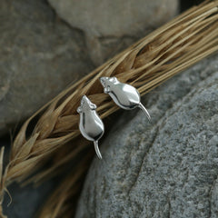 Harvest Mouse (A) Stud Earrings in Sterling Silver by Sheila Fleet Jewellery