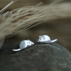 Harvest Mouse (B) Stud Earrings in Sterling Silver by Sheila Fleet Jewellery