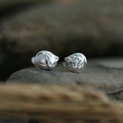 Harvest Mouse (C) Stud Earrings in Sterling Silver by Sheila Fleet Jewellery