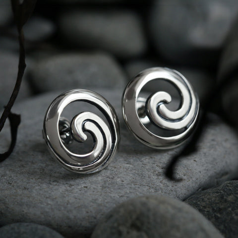Birsay Disc Small Stud Earrings in Sterling Silver by Sheila Fleet Jewellery