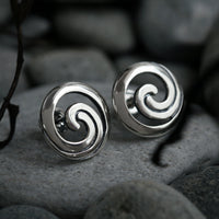 Birsay Disc Small Stud Earrings in Sterling Silver by Sheila Fleet Jewellery