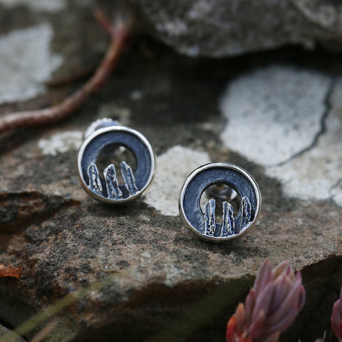 Orkney Spirit Stud Earrings in Oxidised Sterling Silver by Sheila Fleet Jewellery