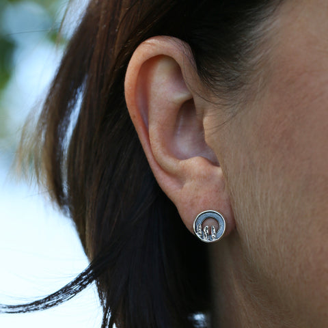 Orkney Spirit Stud Earrings in Oxidised Sterling Silver by Sheila Fleet Jewellery