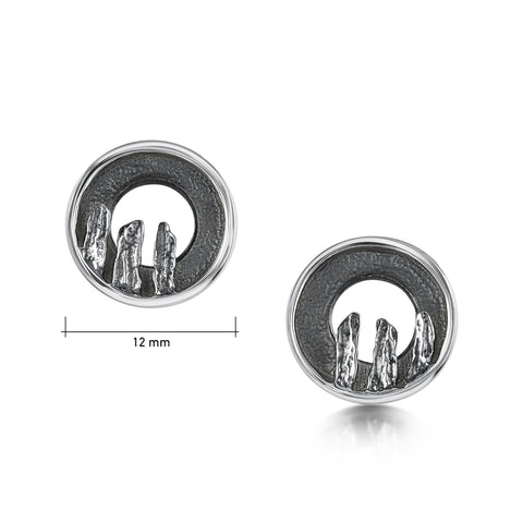 Orkney Spirit Stud Earrings in Oxidised Sterling Silver by Sheila Fleet Jewellery