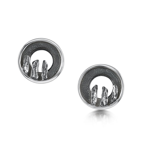 Orkney Spirit Stud Earrings in Oxidised Sterling Silver by Sheila Fleet Jewellery