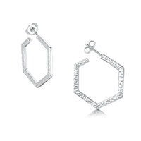 Honeycomb Small Sterling Silver Hoop Earrings by Sheila Fleet Jewellery