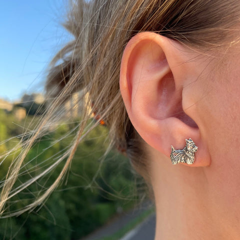 Scottie Dog Stud Earrings in Sterling Silver
