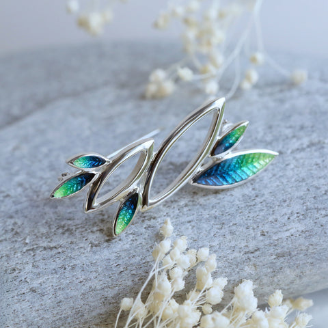 Seasons Sterling Silver Brooch in Spring Enamel by Sheila Fleet Jewellery