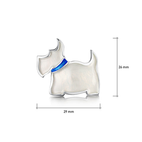 Scottie Dog Brooch in Alba White Enamel by Sheila Fleet Jewellery