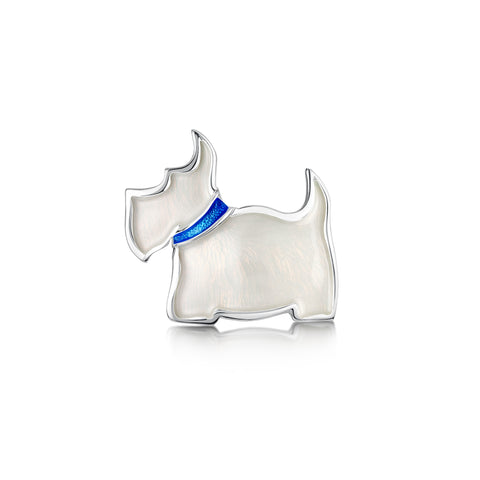 Scottie Dog Brooch in Alba White Enamel by Sheila Fleet Jewellery