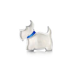 Scottie Dog Brooch in Alba White Enamel by Sheila Fleet Jewellery