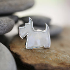 Scottie Dog Brooch in White Enamel by Sheila Fleet Jewellery