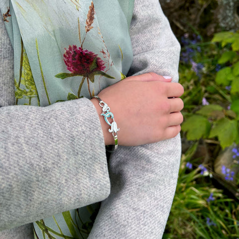 Bluebell Bangle in Whitebell Enamel by Sheila Fleet Jewellery