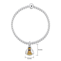 Great Yellow Bumblebee Enamel Stretch Bracelet in Sterling Silver by Sheila Fleet Jewellery