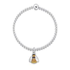 Great Yellow Bumblebee Enamel Stretch Bracelet in Sterling Silver by Sheila Fleet Jewellery