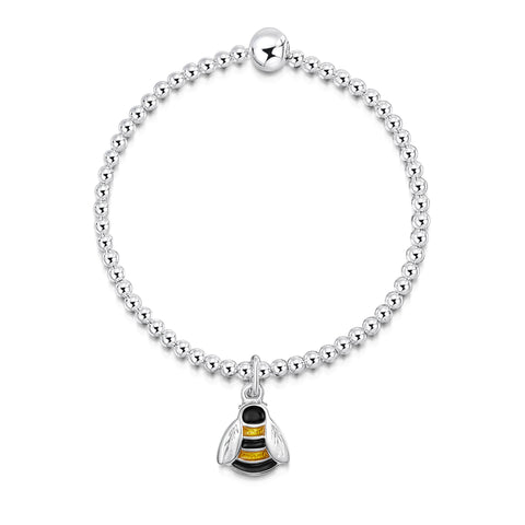Bumblebee Enamel Stretch Bracelet in Sterling Silver by Sheila Fleet Jewellery